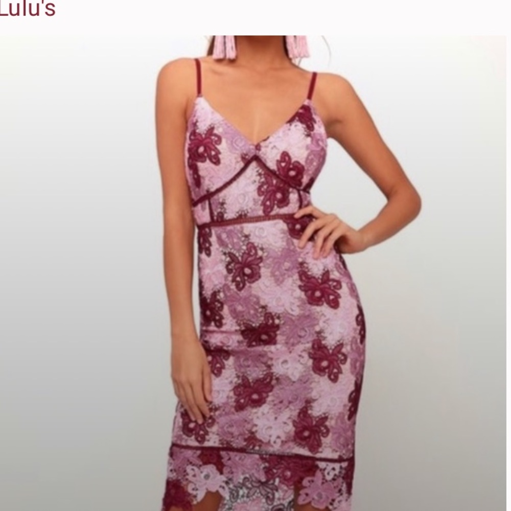 Lulu’s Endless Elegance Lace Body-Con Midi Dress